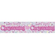 Baby Girl Christening Foil Banner
